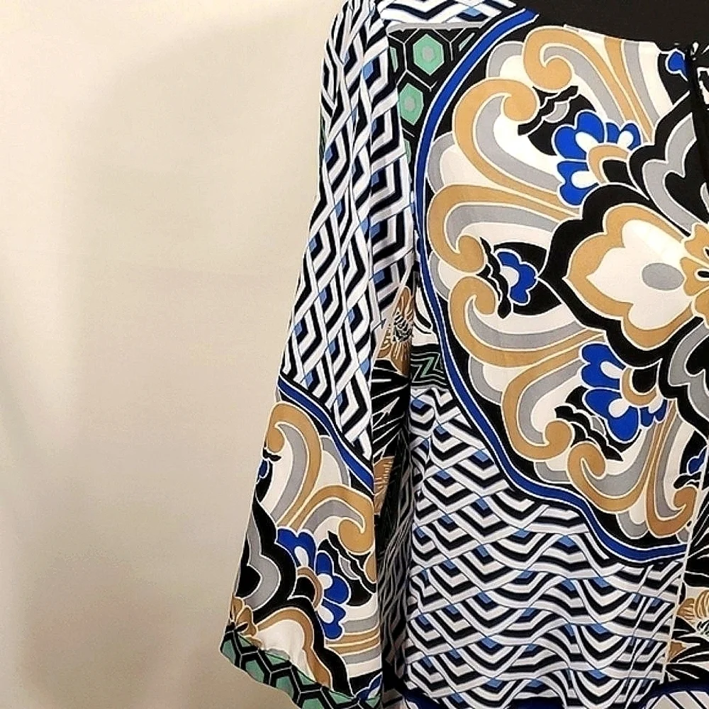 Hale Bob Classic Floral Blue Tan Dress Size Medium M NWTG